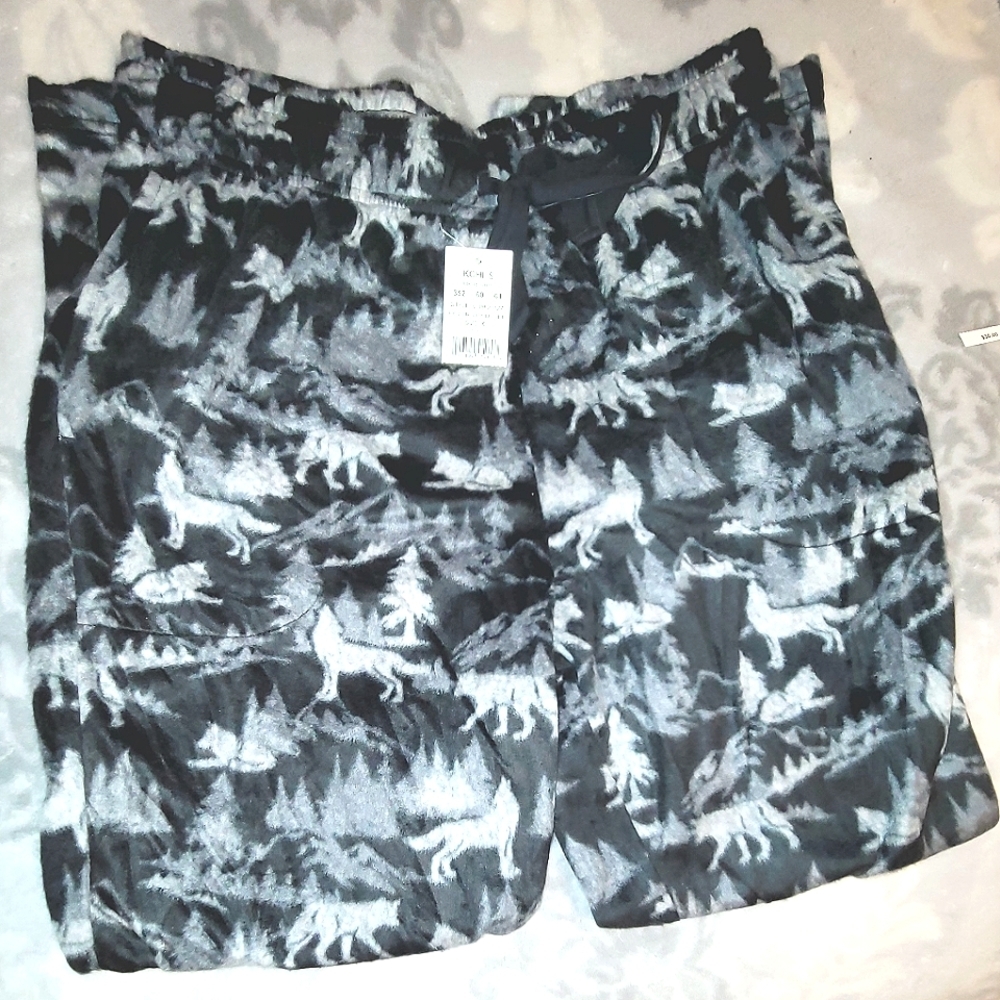 Cuddl Duds, Housepant Drawstring Bottoms, Wolves,  Size XL, New, Soft Material